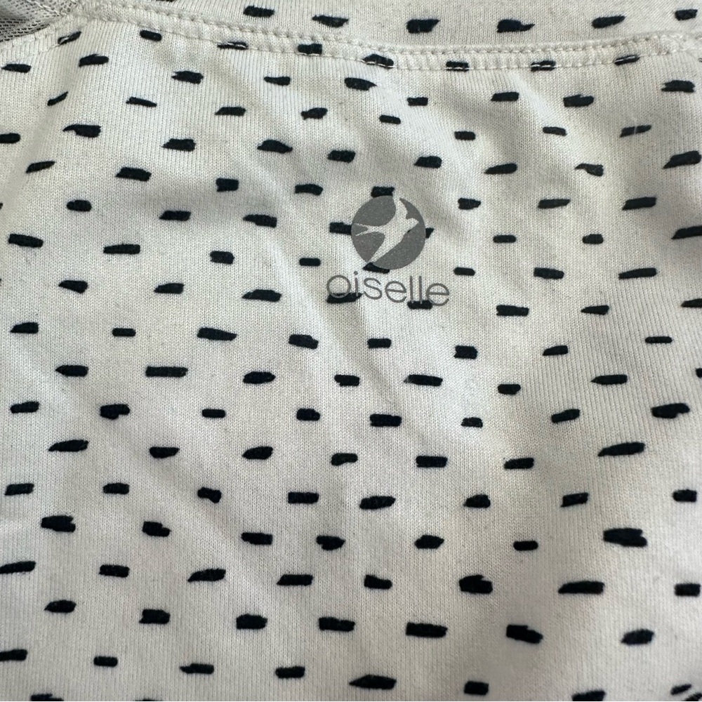 Oiselle White Polka Dot Long Sleeve Mesh Running Shirt Size 4 - Picture 6 of 8